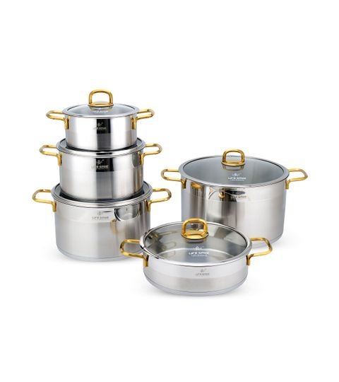 10 Pcs Stainless Steel Cookware Set with Steam Vent Lid
